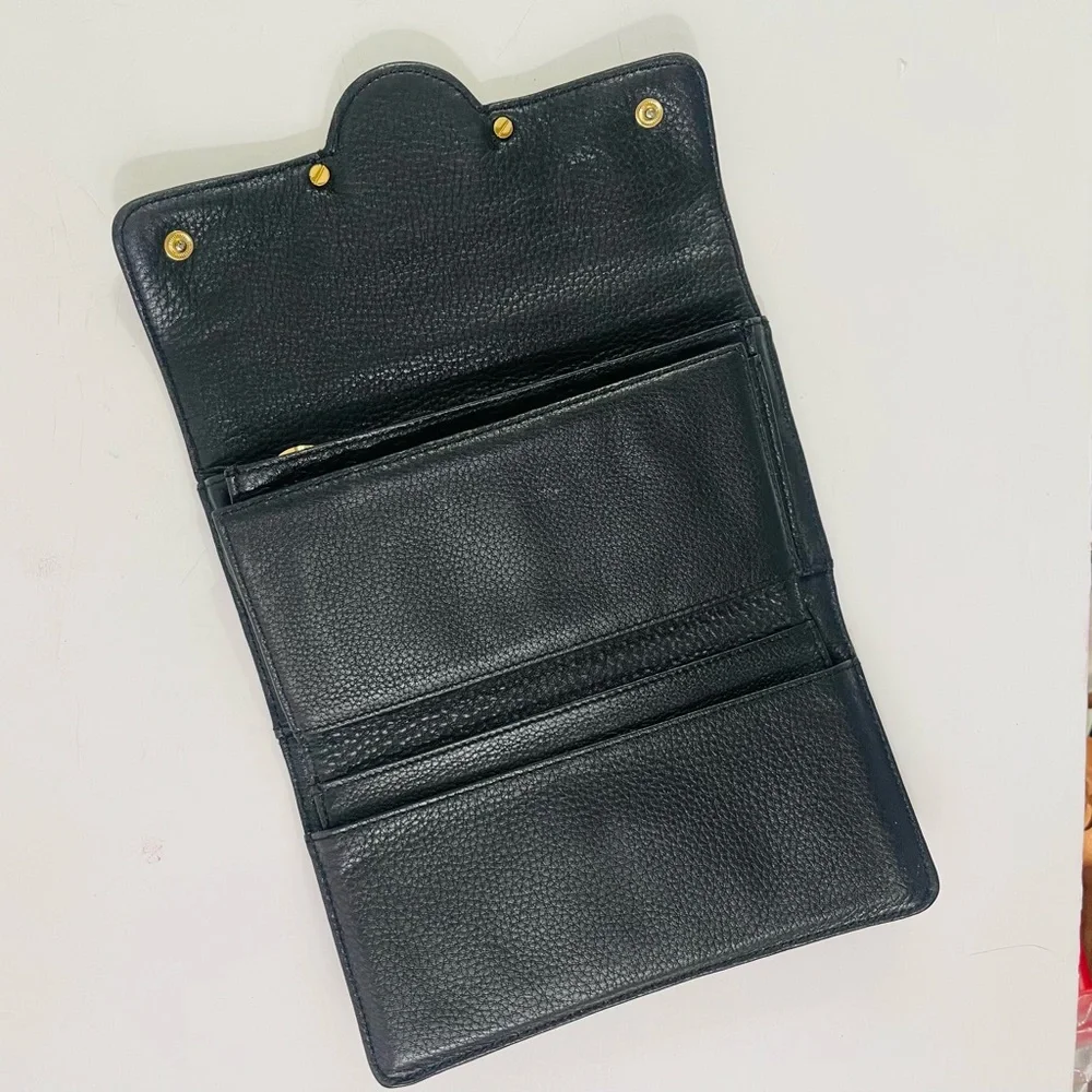 Tory Burch Black Leather Amanda Flap Continental Wallet - Picture 6 of 11